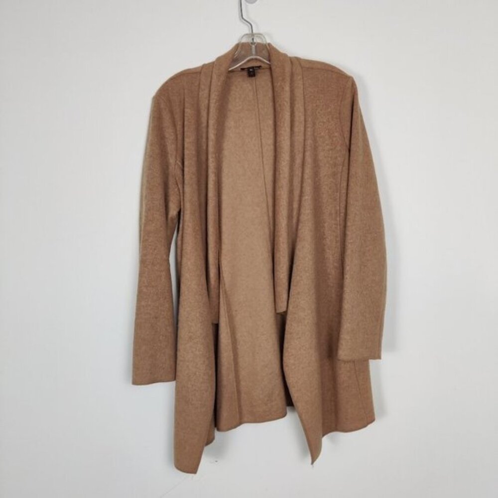 Jacob Womens Open Front Wool Cardigan in Camel Size Large Quiet